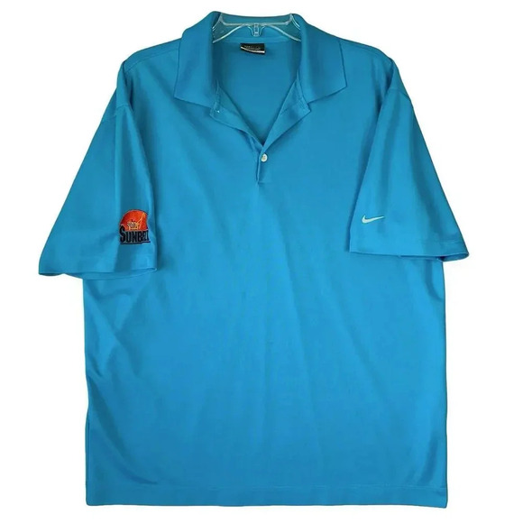Nike Golf Fit Dry Short Sleeves Jersey Golf Polo Shirt Men Size L Blue Sunbelt - Picture 1 of 13